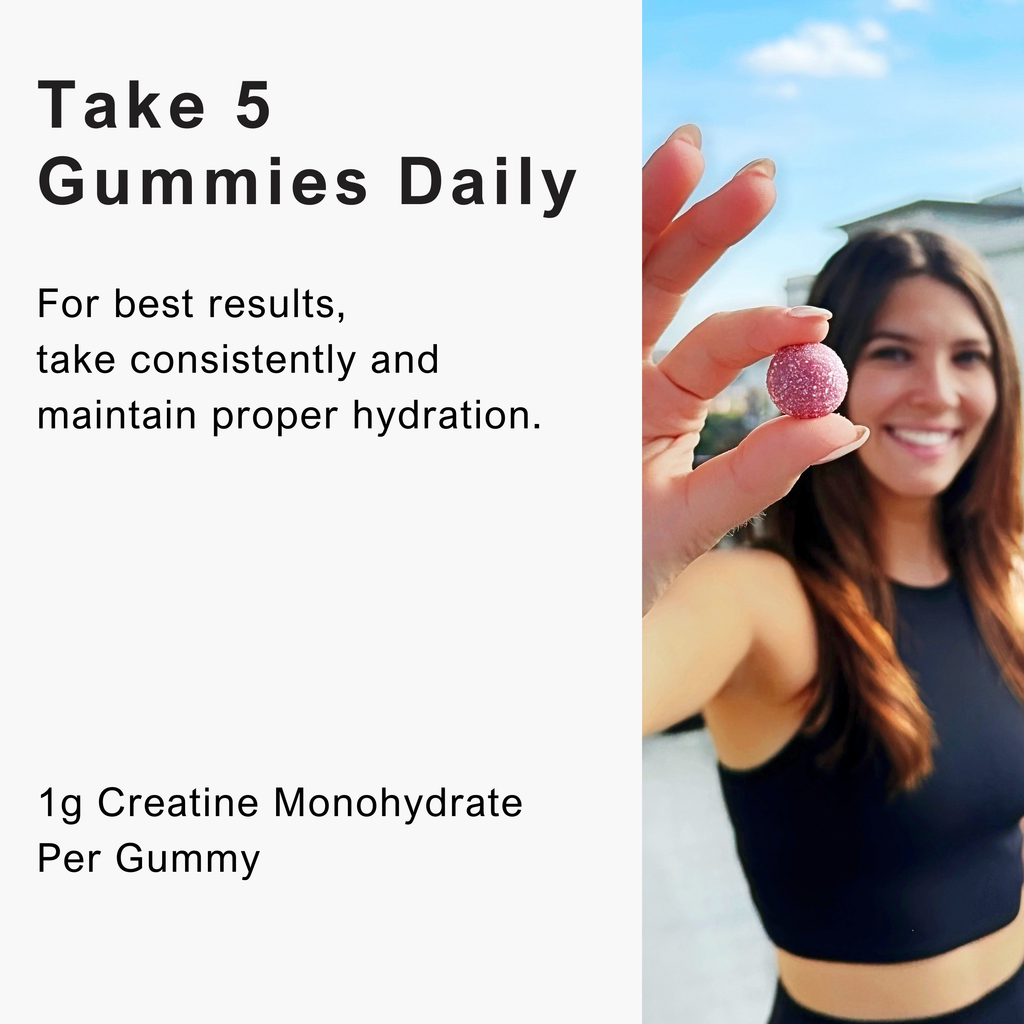 BRAVA Creatine Monohydrate Gummies - Blue Raspberry - 150 Count (30 Servings)